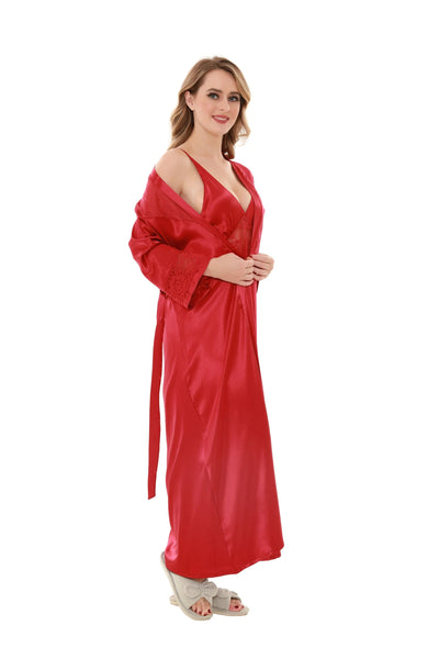 Satin Solid 2 Pcs Nightdress