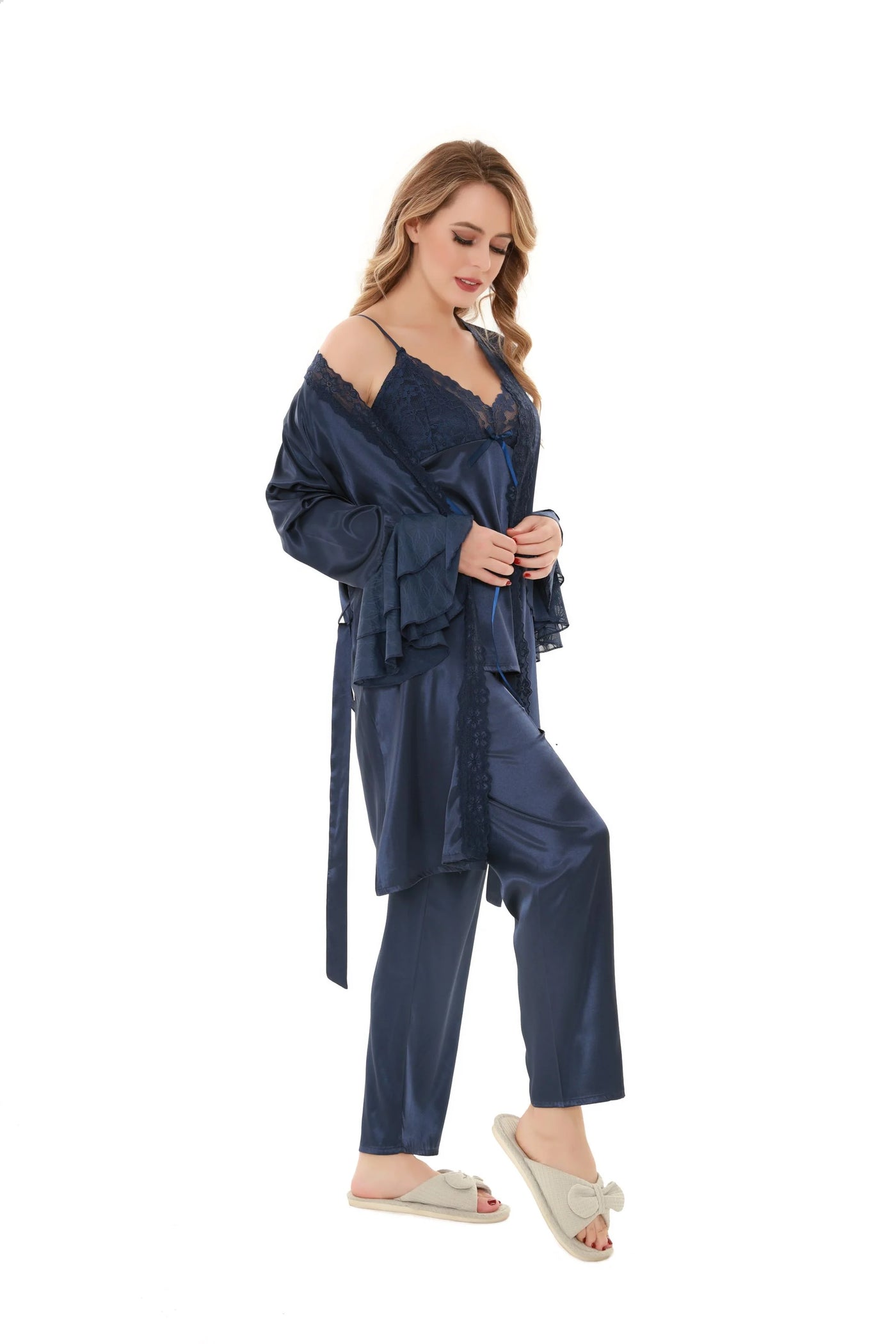 Satin Solid 3 Pcs Nightdress