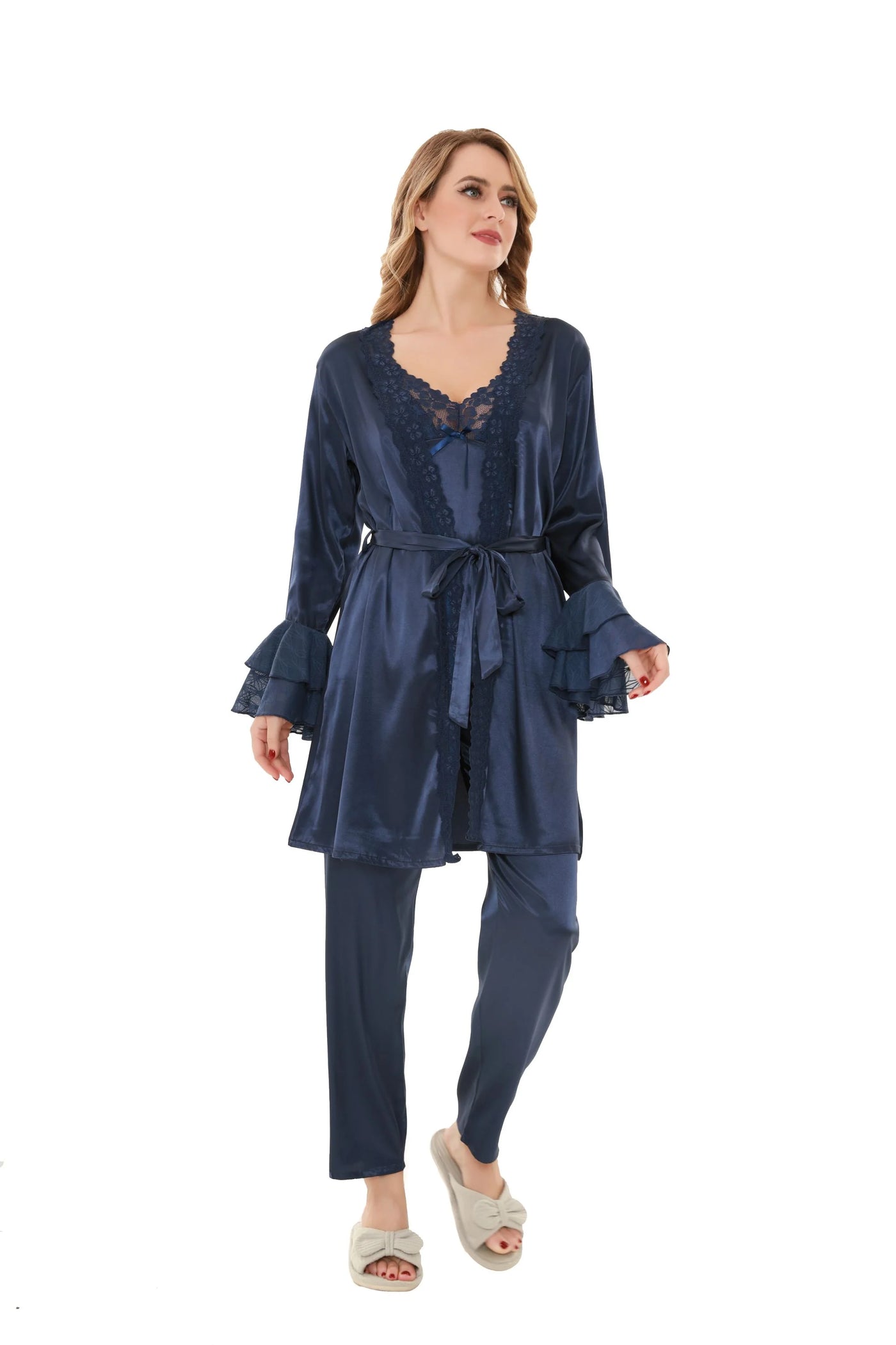 Satin Solid 3 Pcs Nightdress