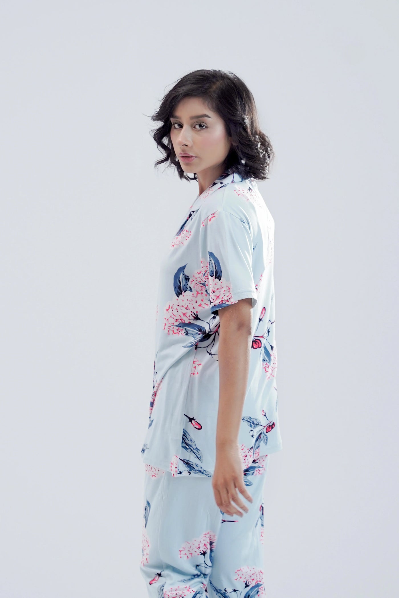 Cotton 2 Pcs PJ Set - Light Blue