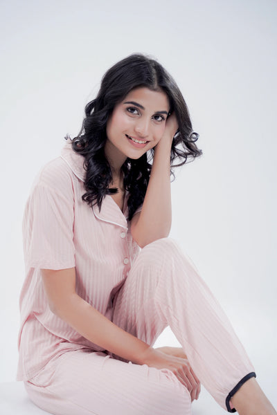 Cotton 2 Pcs PJ Set - Peach
